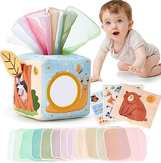 Baby Sensory Tissue Box Toy – Montessori Pulling Learning Toy for Babies